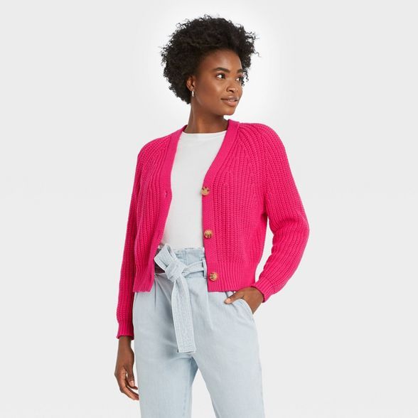 Women's Open Neck Button-Front Cardigan - A New Day™ | Target