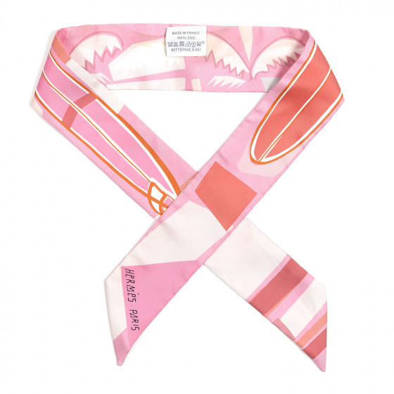 HERMES Silk Sea Surf and Fun Twilly Rose Rouge Corail | Fashionphile