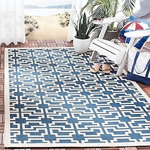 SAFAVIEH Courtyard Collection Area Rug - 5'3" x 7'7", Navy & Beige, Non-Shedding & Easy Care, Ind... | Amazon (US)