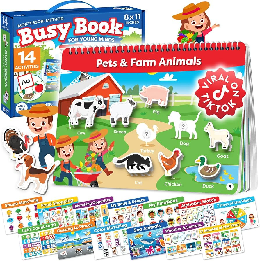 Montessori Preschool Busy Book for Toddlers Ages 3 and Up - Preassembled - Preschool Learning Act... | Amazon (US)