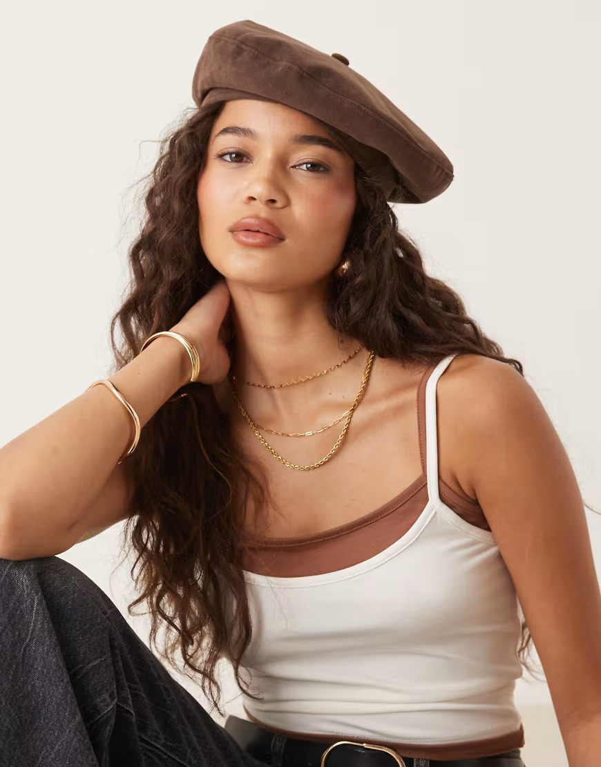 My Accessories faux suede beret in brown | ASOS (Global)