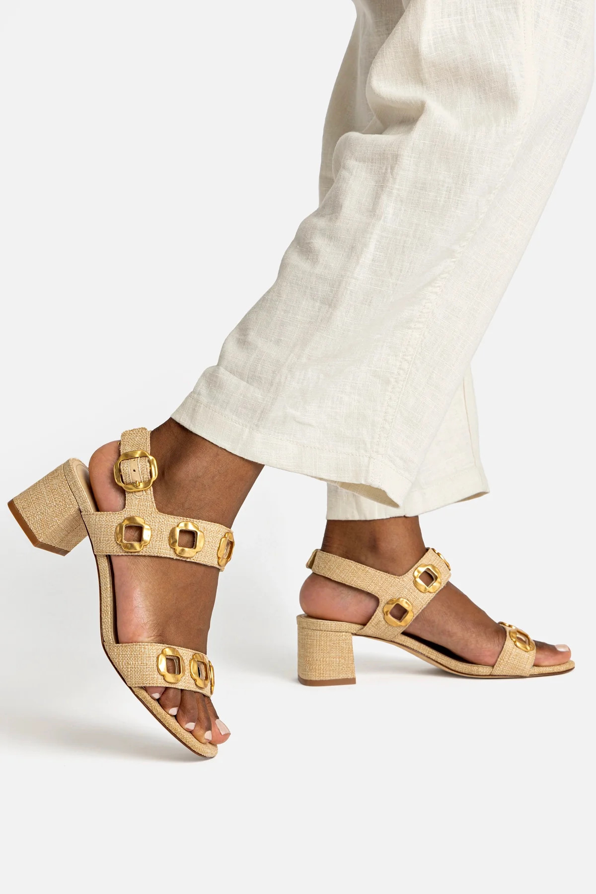 Milan Sandal In Beige Raffia | Larroude