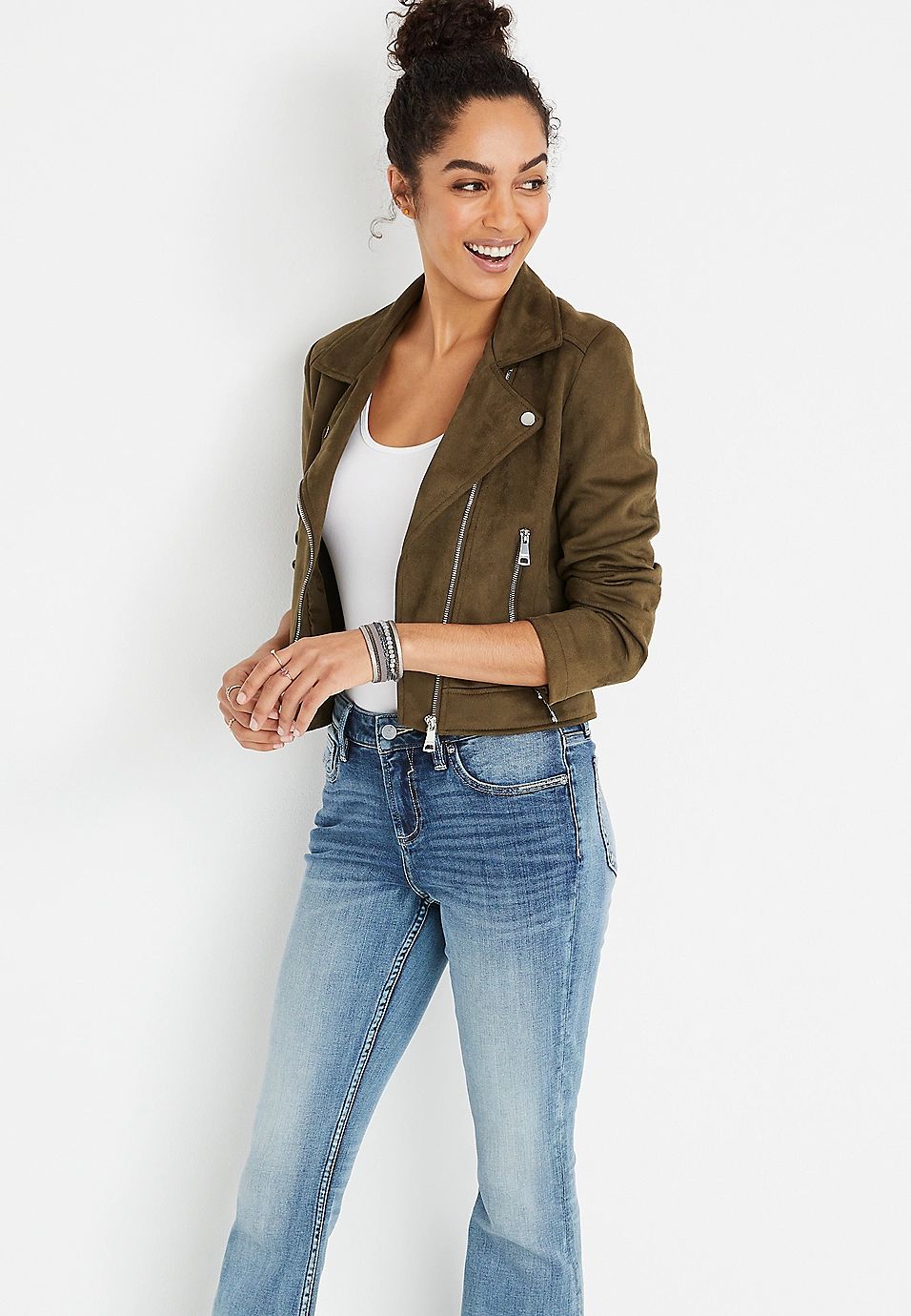 Vigoss® Olive Faux Suede Jacket | Maurices