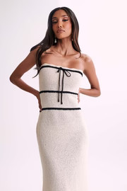 Dawn Strapless Knit Midi Dress - Cream | MESHKI US