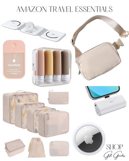 Amazon travel essentials 

Belt bag dupe, touchland hand sanitizer, wireless Apple Watch iPhone AirPods charger packing cubes AirTag travel toiletry set 

#LTKFind #LTKtravel #LTKunder50