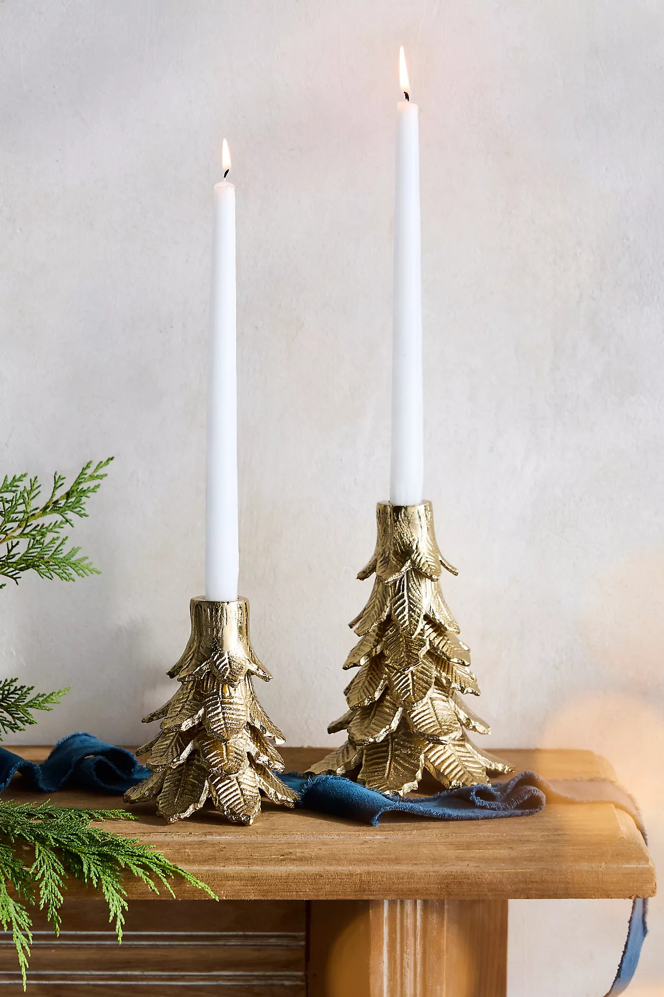 Gold Evergreen Taper Holder | Anthropologie (US)