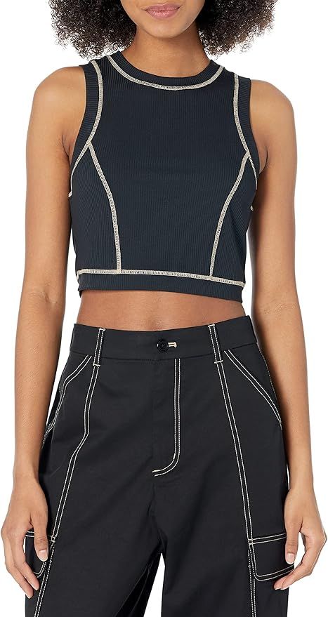 The Drop Women's Brielle Contrast Stitched Cropped Tank | Amazon (US)