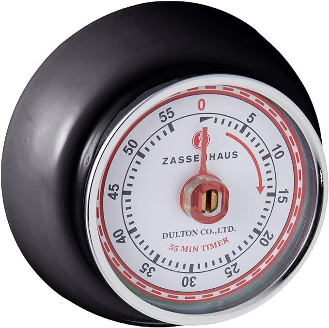 Zassenhaus Magnetic Retro 60 Minute Kitchen Timer, 2.75-Inch, Black | Amazon (US)