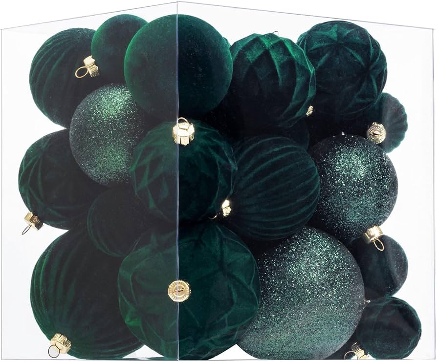 Velvet Christmas Ball Ornaments Dark Green Xmas Tree Decorations 36pcs Shatterproof Christmas Orn... | Amazon (US)