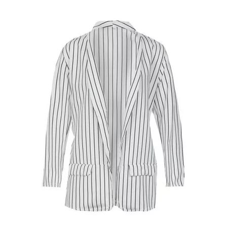 Women's New Casual Black and White Striped Coats Top Lapel Cardigan Long Sleeve Loose Jackets Fashio | Walmart (US)