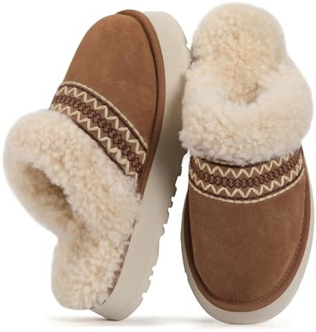 HHUQ Slippers for Women, Winter House Slippers Indoor Outdoor, Fuzzy Platform Slippers Womens | Amazon (US)