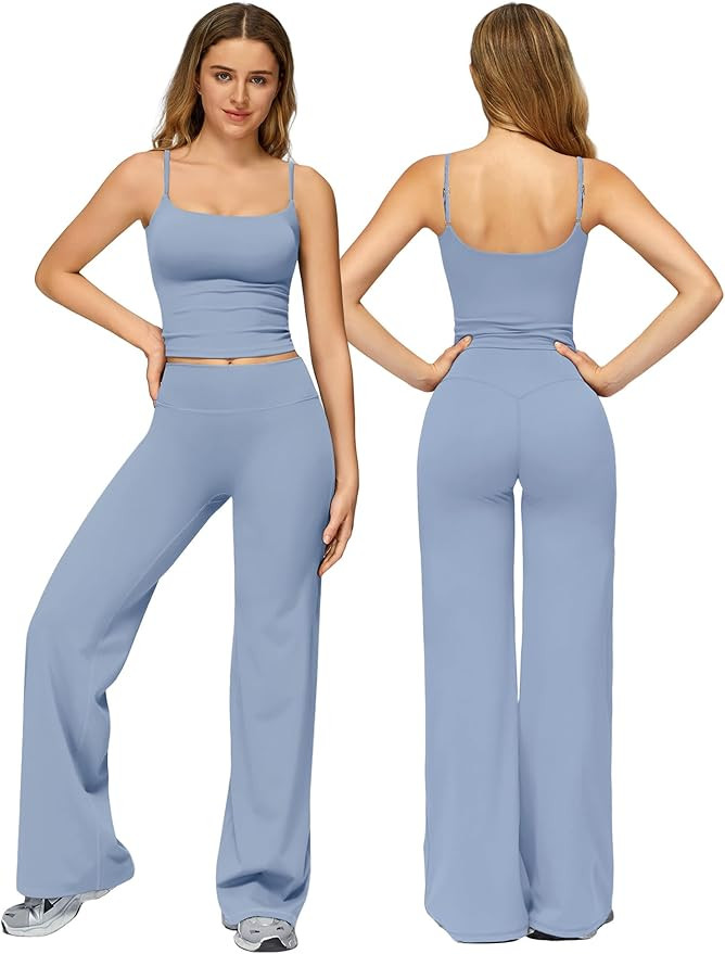AGYMNX Workout Sets for Women 2 Piece Square Neck Tank Top and Butt-lifting Flare Leggings with P... | Amazon (US)