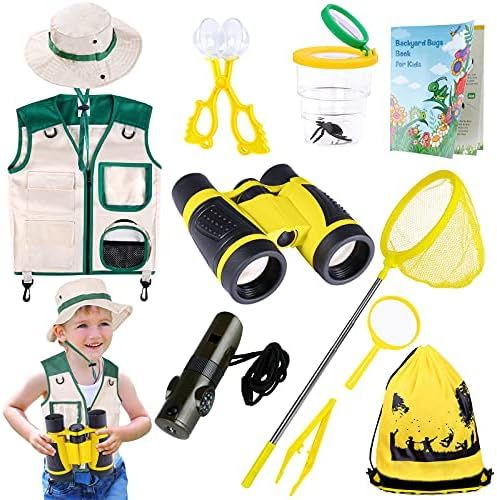 INNOCHEER Explorer Kit & Bug Catcher Kit for Kids Outdoor Exploration with Vest, hat, Binocular, ... | Amazon (US)