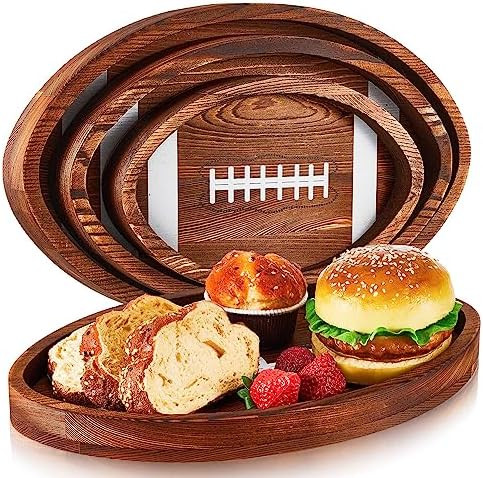 Geetery 3 Pcs Football Serving Trays and Platters Wooden Shaped Football Plates Soccer Serveware ... | Amazon (US)