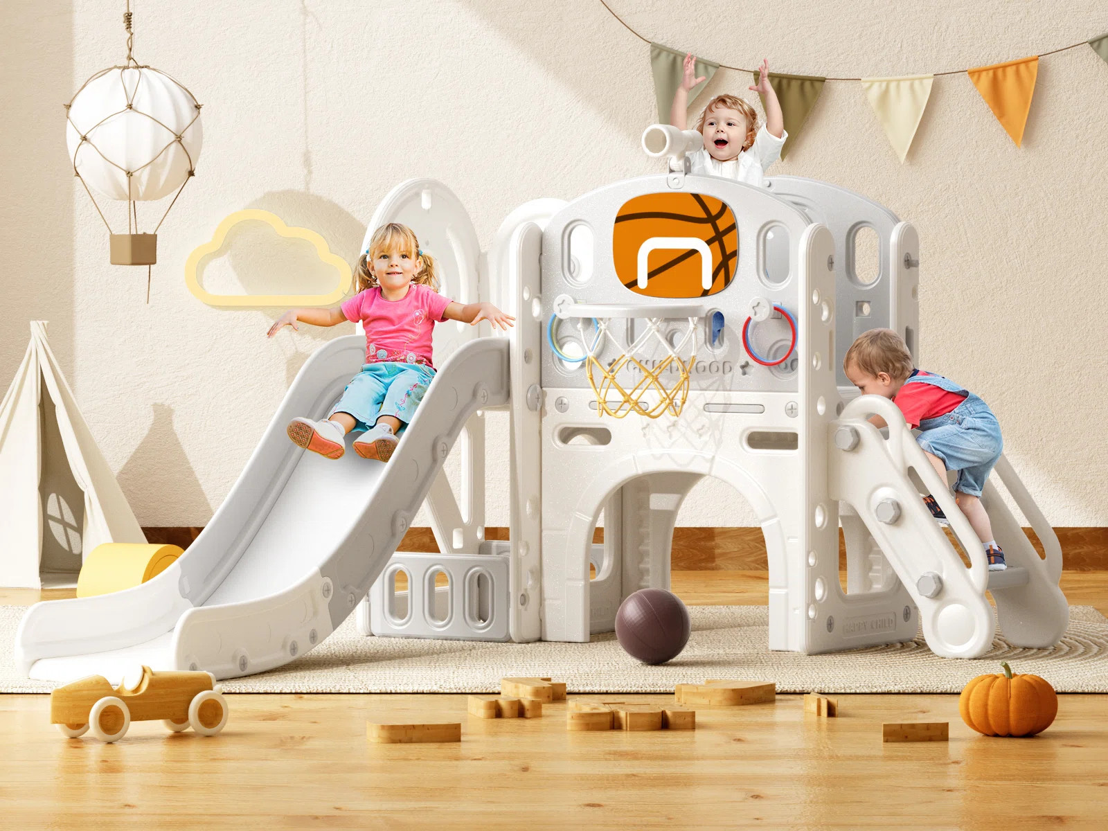 9 In 1 Kids Slide, Toddler Slide with Climber Outdoor Indoor Playset | Wayfair North America