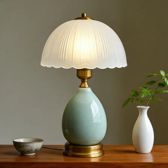 Vintage Lamp for Living Room,16" Modern Ceramic Table Lamps for Bedroom,Retro Bedside Nightstand ... | Walmart (US)