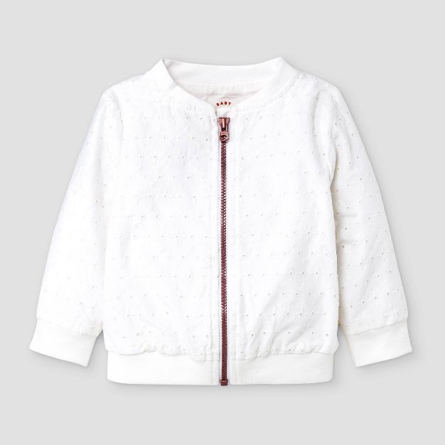 Baby Girls' Eyelet Bomber Jacket - Cat & Jack™ White | Target