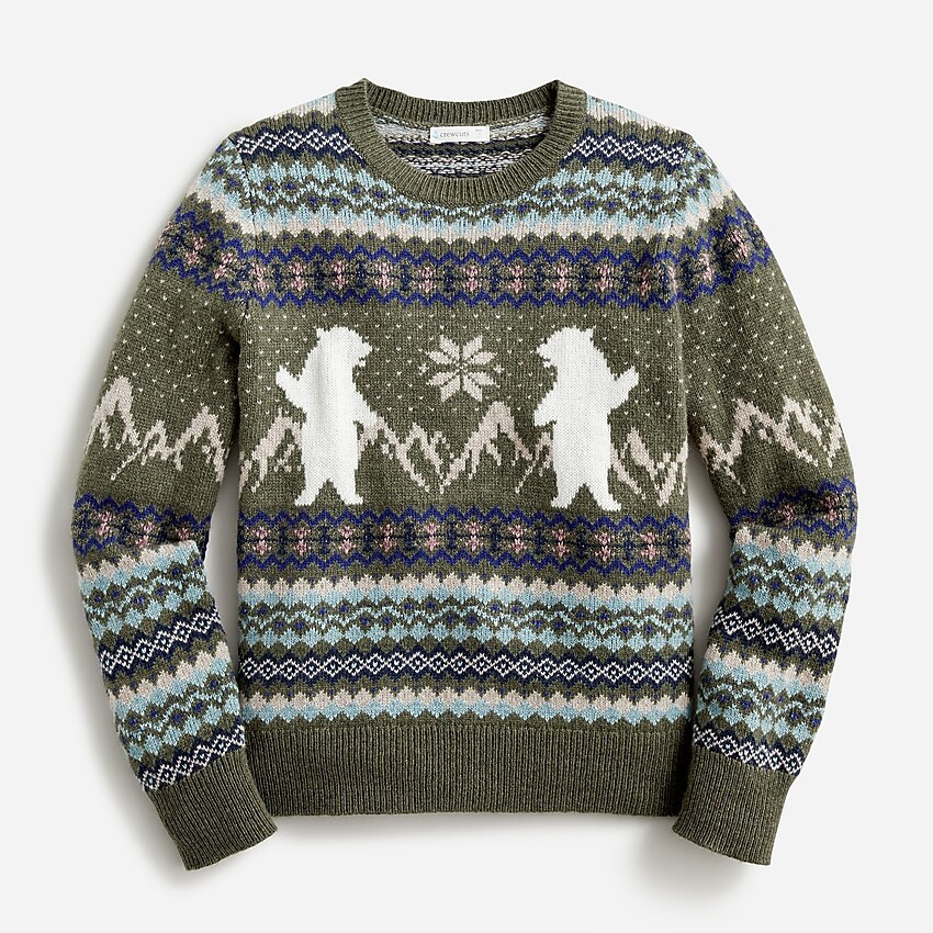 Kids' bear Fair Isle sweater in lambswool blend | J. Crew US