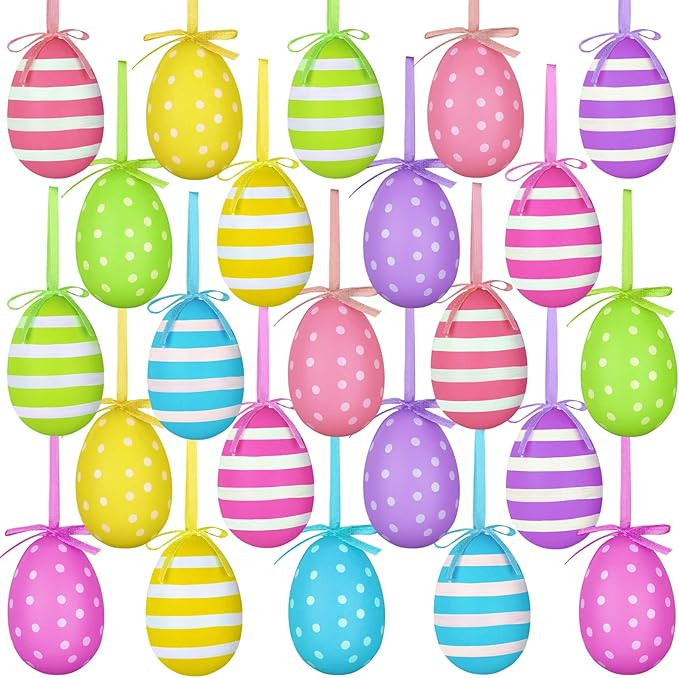 Ivenf Easter Decorations Egg Tree Ornaments, 24 pcs Mini Eggs Ornaments for Small Tree, Matte Fin... | Amazon (US)