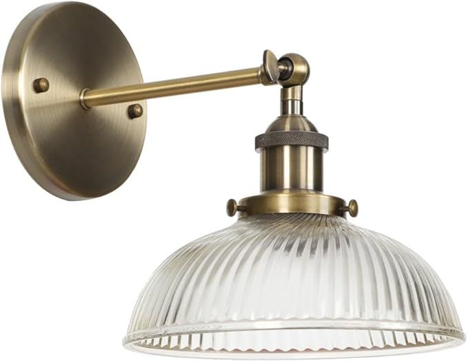 Vintage Industrial Swing Arm Wall Mount Single Sconce Metal Round Clear Glass Shade forLiving Roo... | Amazon (US)