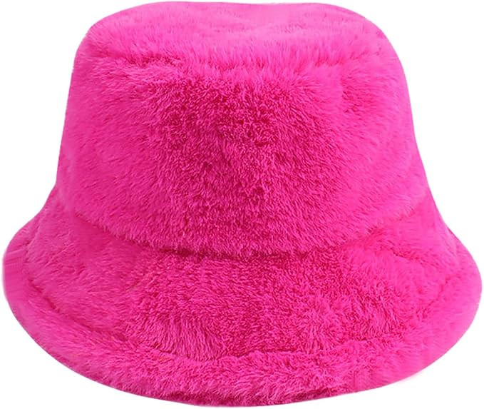 Winter Faux Fur Furry Bucket Hat Fluffy Fuzzy Warm Hat Plush Fisherman Hat for Women Men Teens Gi... | Amazon (US)