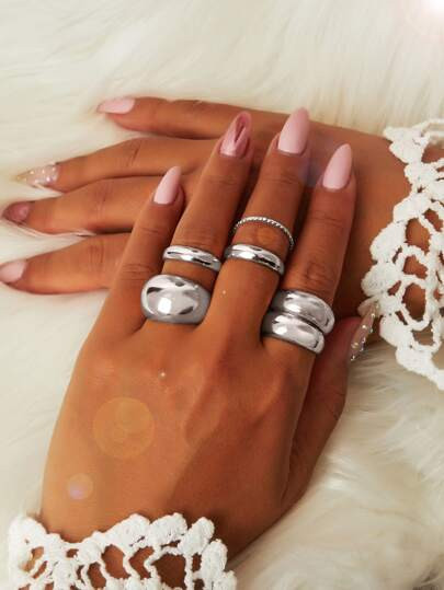 6pcs Solid Minimalist Ring | SHEIN