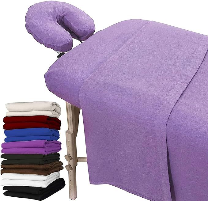 London Linens Extra Thick 3 Piece Set Massage Table Sheets Set - 100% Natural Cotton Flannel - In... | Amazon (US)