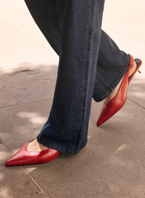 Skye Red Leather Slingback Court Heels | Mint Velvet