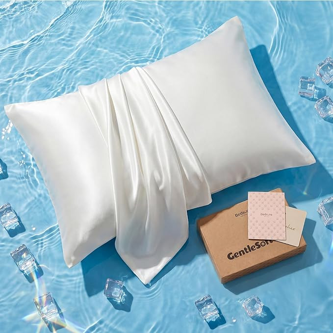 Bedsure Cooling Pillowcase for Hot Sleepers, Silk Like Pillow Case Queen Size Set of 2, Reduce Wr... | Amazon (US)