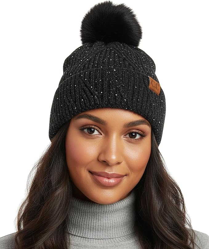 Funky Junque Women’s Pom Pom Beanie – Soft Knit Winter Hats for Women & Teens, Warm Fashionab... | Amazon (US)