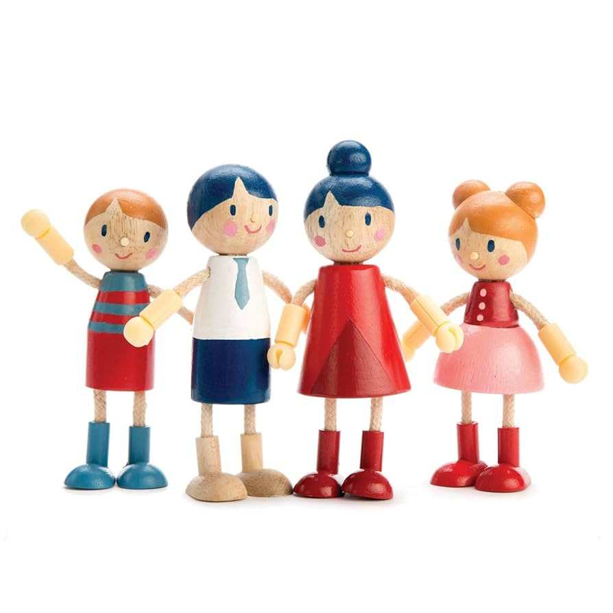 Tender Leaf Toys - Doll Family - Cute Wooden Flexible Doll Family for Kid's Dollhouse, Four Pcs o... | Amazon (US)