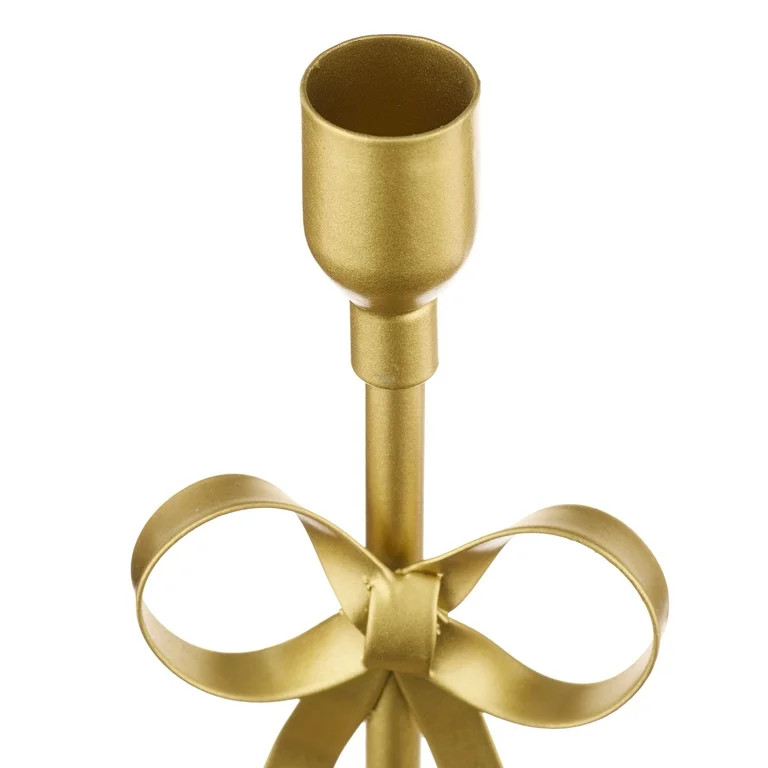Metal Bow Taper Candle Holder, Gold, 8", Valentine's Day by Way To Celebrate | Walmart (US)