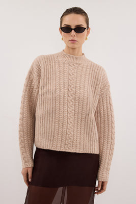 JOLIE OAT CABLE KNIT SWEATER | DISSH