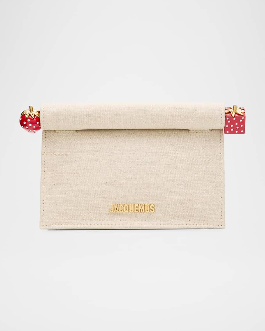 Jacquemus La Petit Rond Carré Linen Clutch Bag | Neiman Marcus
