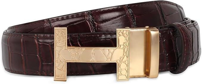 Men&Womens Leather Dress Belt Business Automatic Buckle Belt Color-Black Silver Gold | Amazon (US)