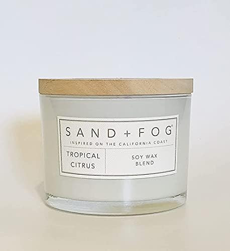 Sand + Fog Tropical Citrus Scented Candle, Double Wick, 12oz (White) | Amazon (US)