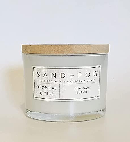 Sand + Fog Tropical Citrus Scented Candle, Double Wick, 12oz (White) | Amazon (US)