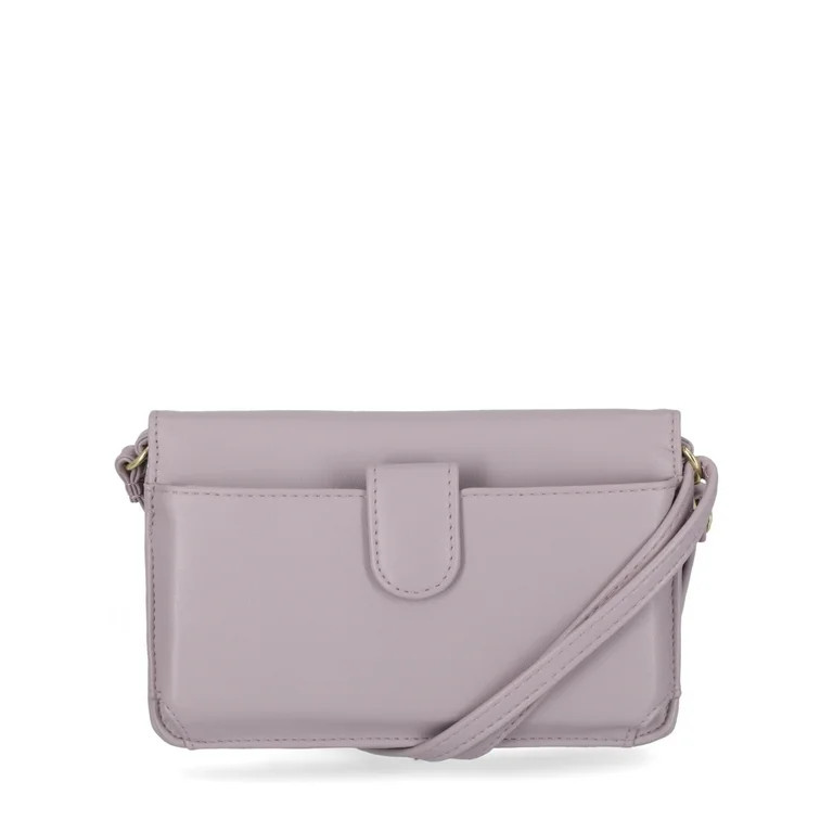 Time and Tru Women's Call Me Anytime Crossbody Handbag Vinyl, Lilac | Walmart (US)