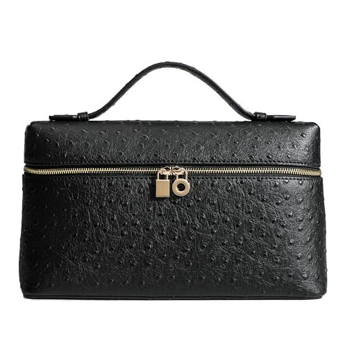 Rejolly L27 Large Top-Handle Pouch Bag for Women Leather Shoulder Crossbody Handbag Quiet Luxury Trendy Designer Purse (Ostrich Black (Gold Hardware)) | Amazon (US)