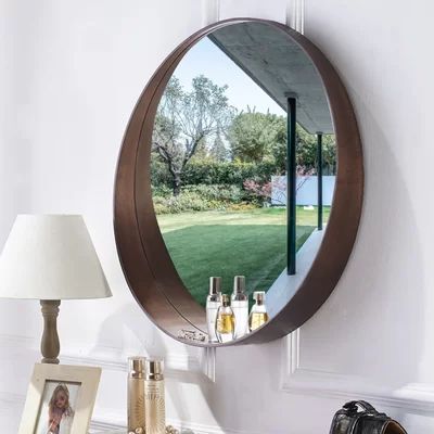 Broomtown Solid Wood Modern & Contemporary Bathroom / Vanity Mirror Ebern Designs Finish: Brown | Wayfair North America