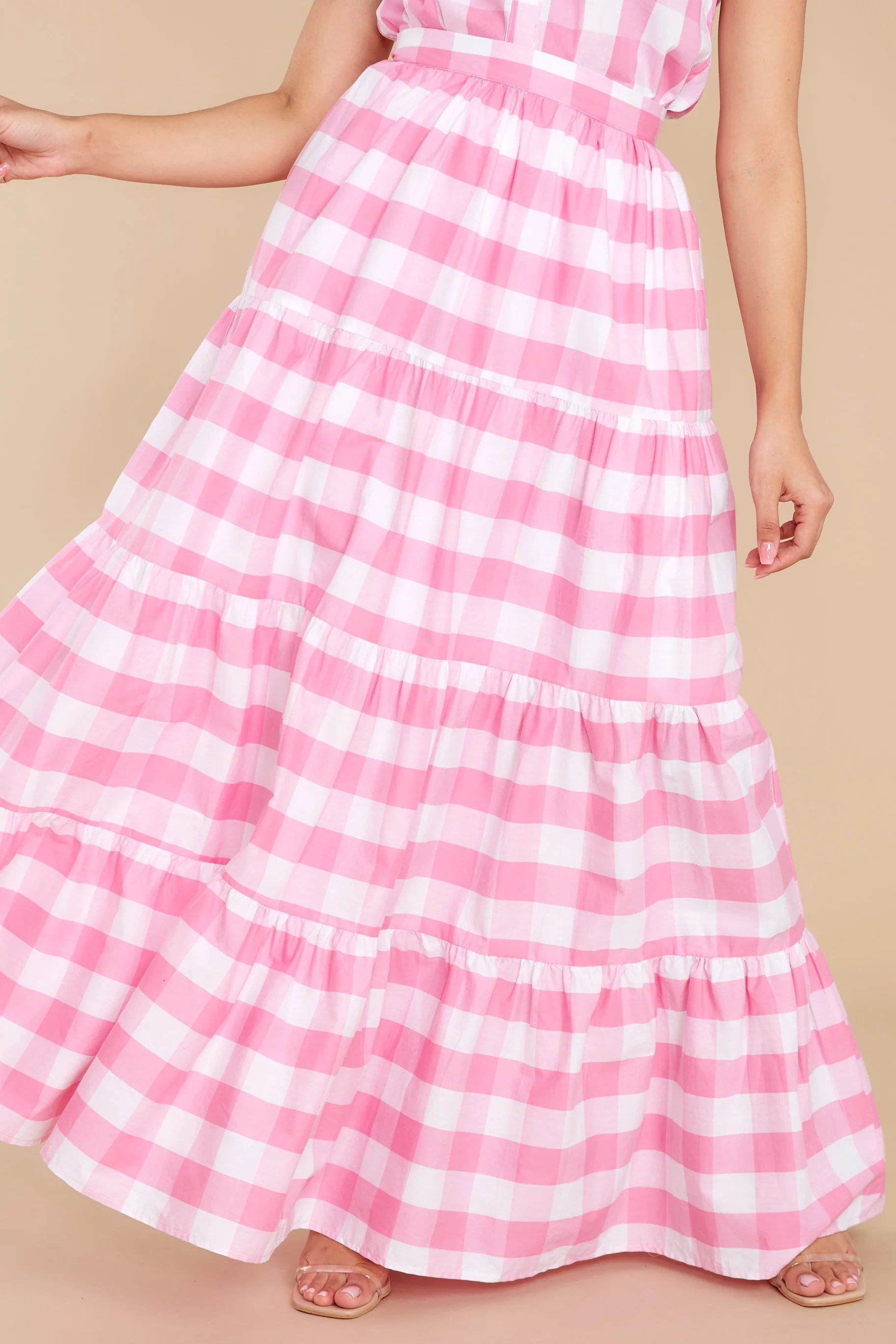 Too Much To Say Pink Gingham Skirt | Red Dress 