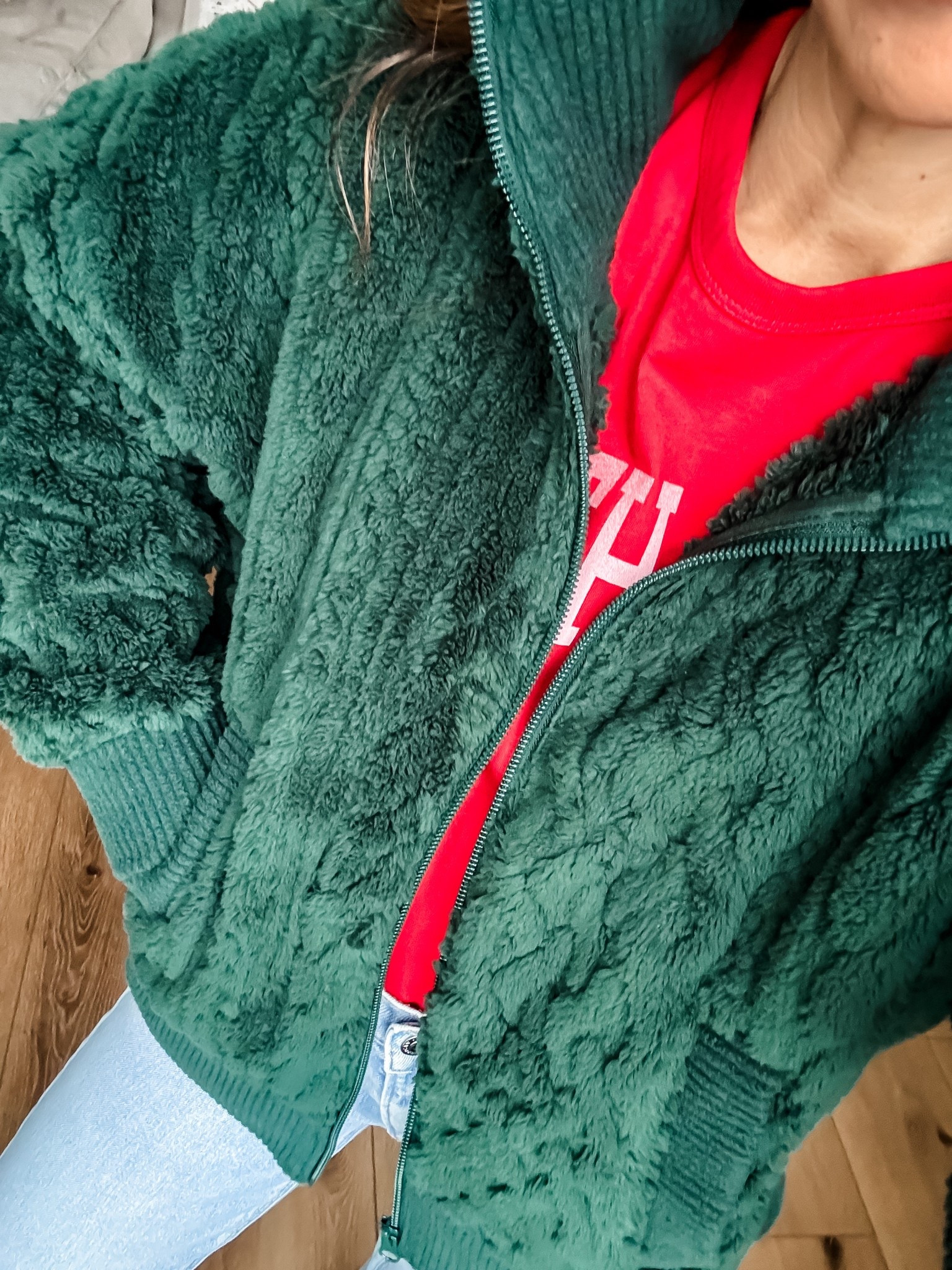 #AEPartner #AEJeans

Jeans 0 x-short. Faux leather pants 0. Tops small. Sherpa sweatshirt Xs/small. 

Holiday outfit

#LTKFindsUnder50 #LTKSaleAlert #LTKHoliday