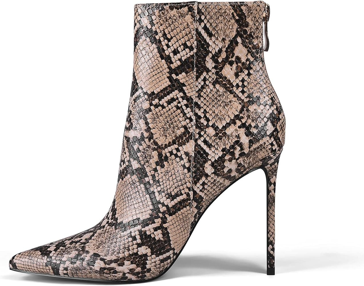 Elisabet Tang Women Heeled Ankle Booties,Sexy Pointed Toe 4.3 inch Stiletto High Heel Fashion Ank... | Amazon (US)