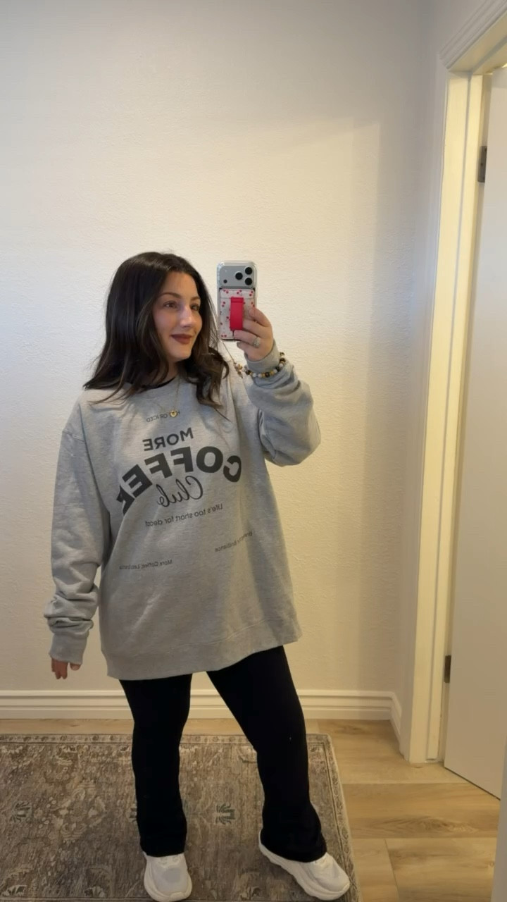 More Coffee Club sweatshirt size large, mini flare leggings size small 28" (5'0" 140lbs)


#LTKPetite #LTKActive #LTKootd