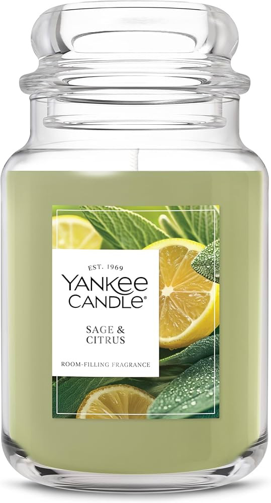 Yankee Candle Sage & Citrus, Scented Candle, 22oz Large Jar with up to 150 Hour Burn Time, Giftab... | Amazon (US)