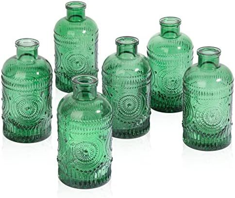 ComSaf Glass Bud Vases Set of 6, Small Clear Bud Vases in Bulk, Mini Vintage Decorative Bottles, ... | Amazon (US)