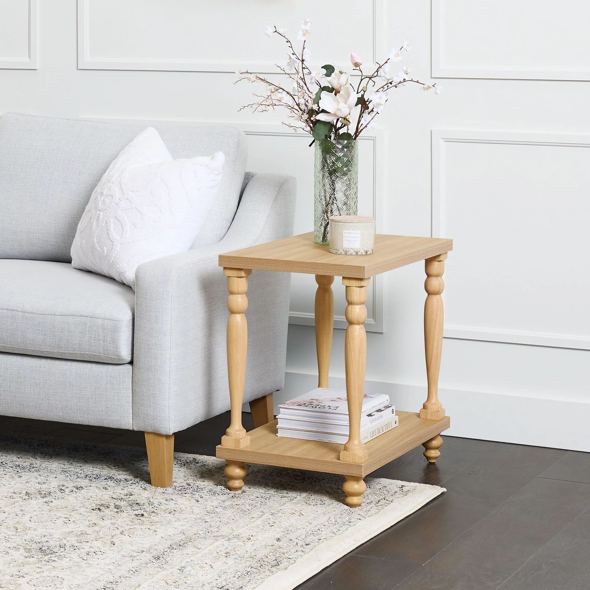 My Texas House Abbott Wood Side Table, Light Oak | Walmart (US)