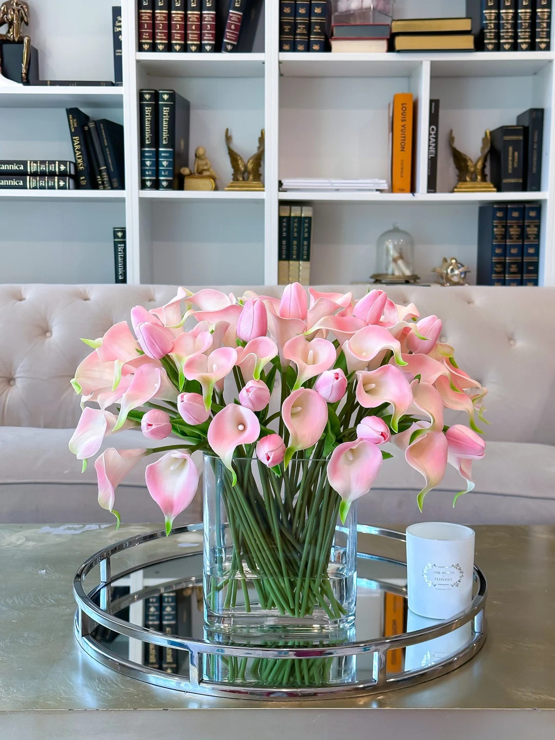 Pink Calla Lily & Tulip Arrangement: Faux Floral Centerpiece - Etsy | Etsy (US)