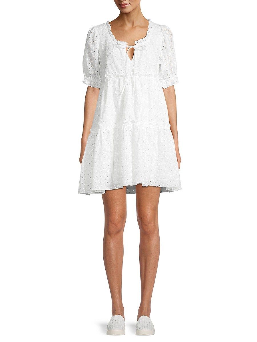 Jacquie The Label Women's Lily Tiered Mini Babydoll Dress - Off White - Size S | Saks Fifth Avenue OFF 5TH
