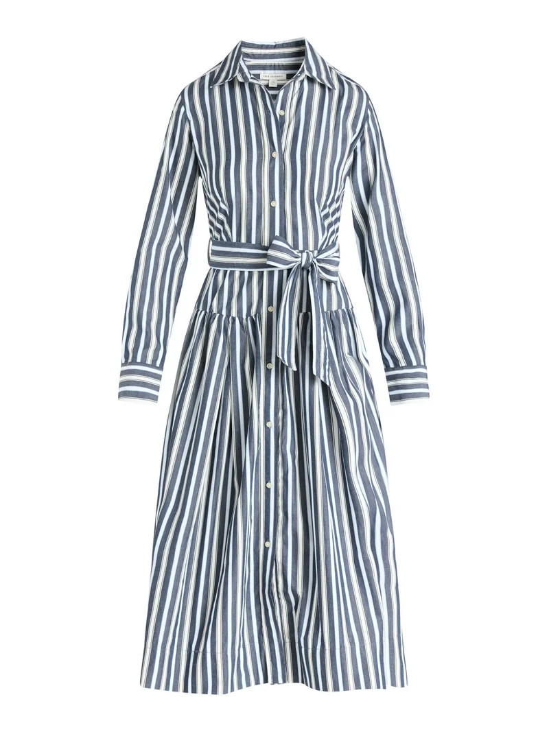 Free Assembly Women's and Women’s Plus Belted Cotton Maxi Shirtdress with Long Sleeves, Sizes X... | Walmart (US)